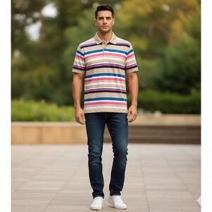 Callaway Mens Size‎ Large Golf Polo Shirt Striped Breathable Active Performance